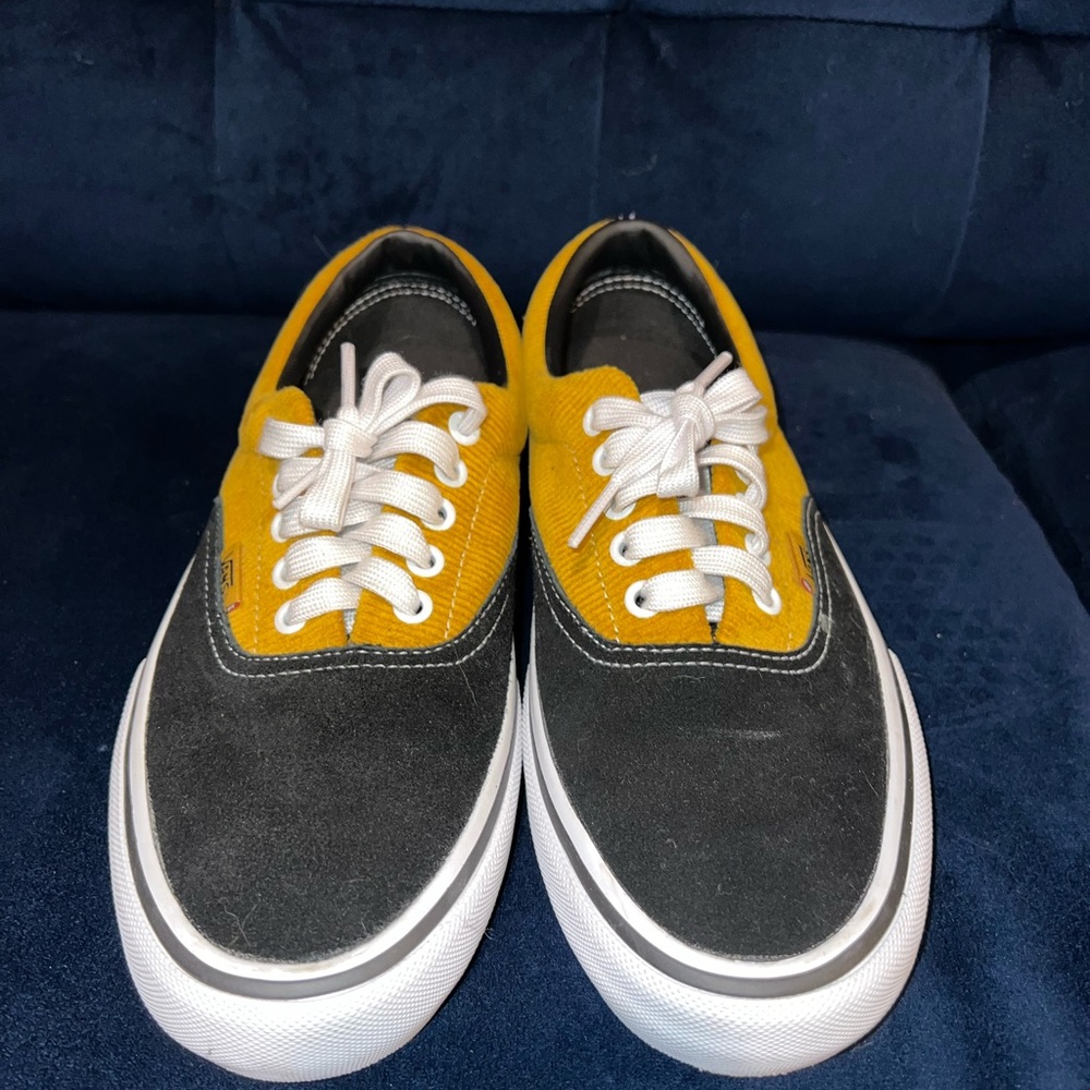 Yellow and Black corduroy Vans